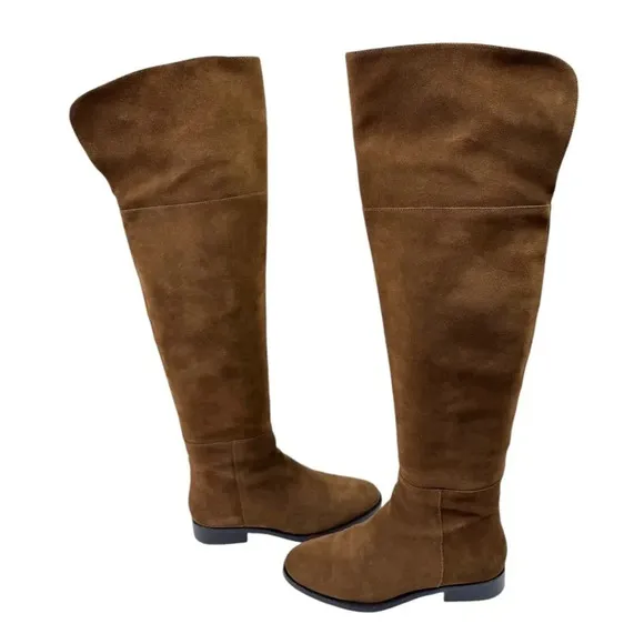 J.Crew Over the Knee Boots in Rich Walnut Suede Size 6 K2741 Brown
