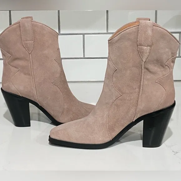 Jeffrey Campbell Jument Western Boots Pink Taupe Suede Women’s Size 8 New
