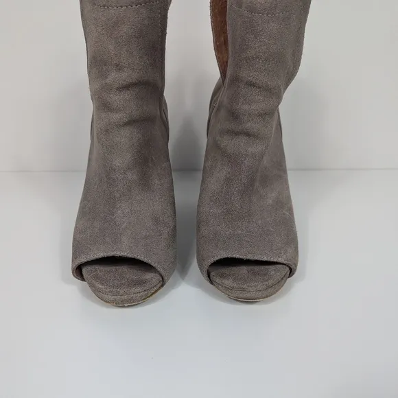 Jeffrey Campbell Oath Brown Suede Peep Toe Ankle Boots Women's 8.5