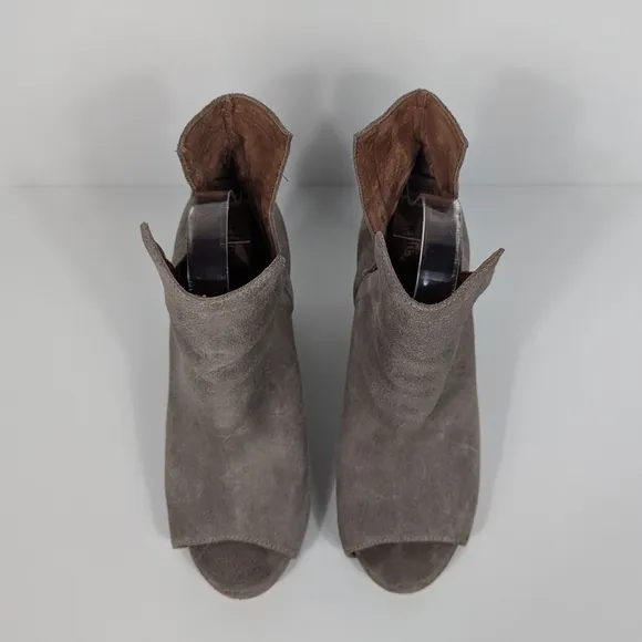 Jeffrey Campbell Oath Brown Suede Peep Toe Ankle Boots Women's 8.5