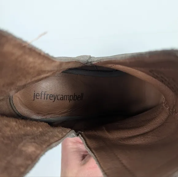 Jeffrey Campbell Oath Brown Suede Peep Toe Ankle Boots Women's 8.5