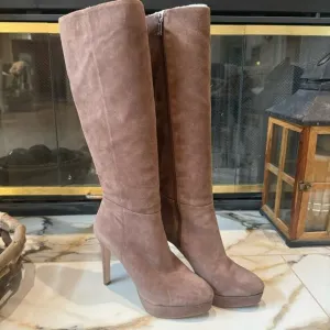 Jessica Simpson beige/taupe suede platform stiletto heeled boots
