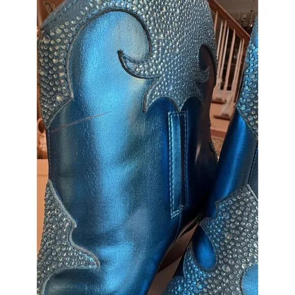 Jessica Simpson Blue Metallic Zolly Bootie w/ Rhinestones Women’s Size 10M **