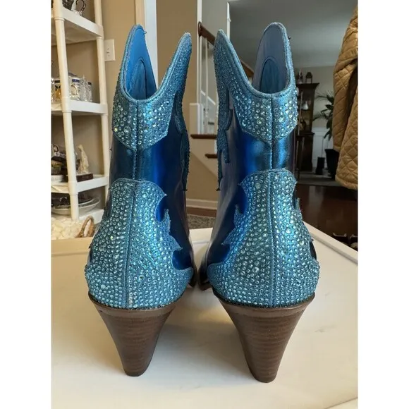 Jessica Simpson Blue Metallic Zolly Bootie w/ Rhinestones Women’s Size 10M **