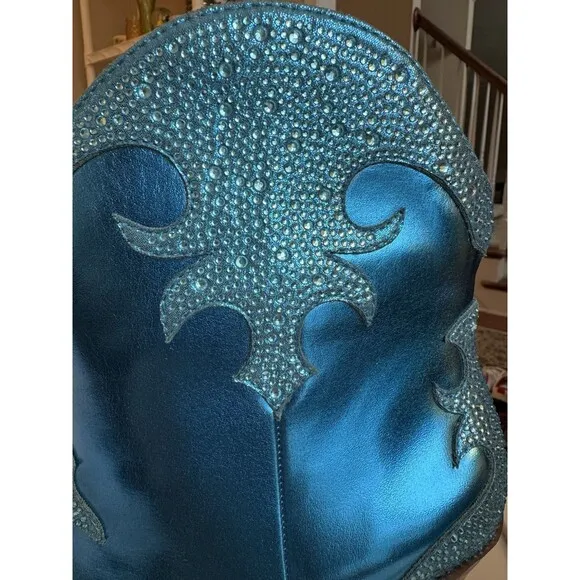 Jessica Simpson Blue Metallic Zolly Bootie w/ Rhinestones Women’s Size 10M **