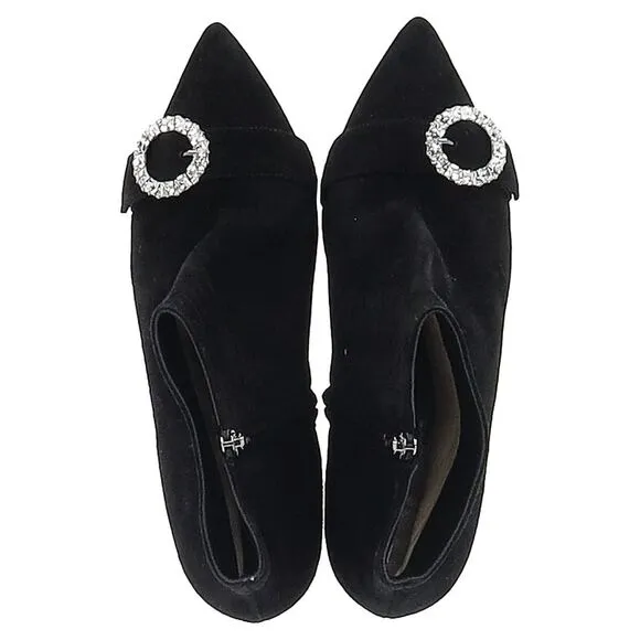 Jimmy Choo Hanover 65 Embellished Pointed Toe Ankle Boots in Black Suede