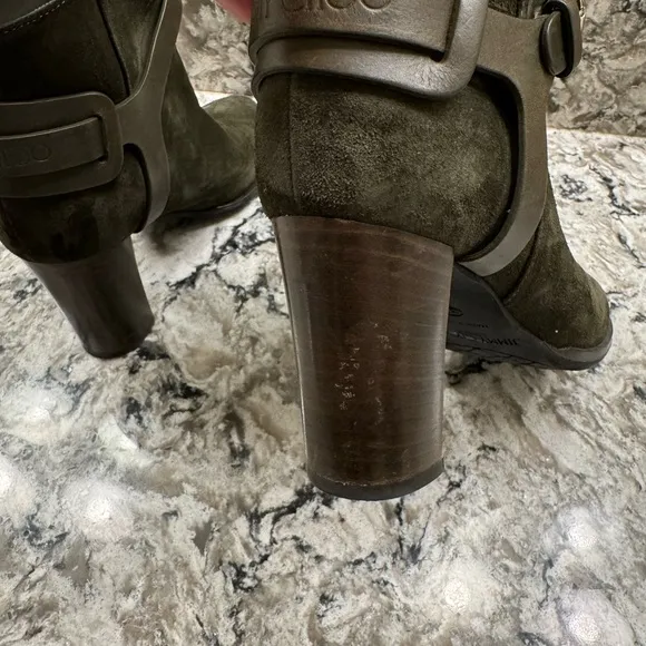 Jimmy Choo Olive Green Suede Ankle Boots size 37