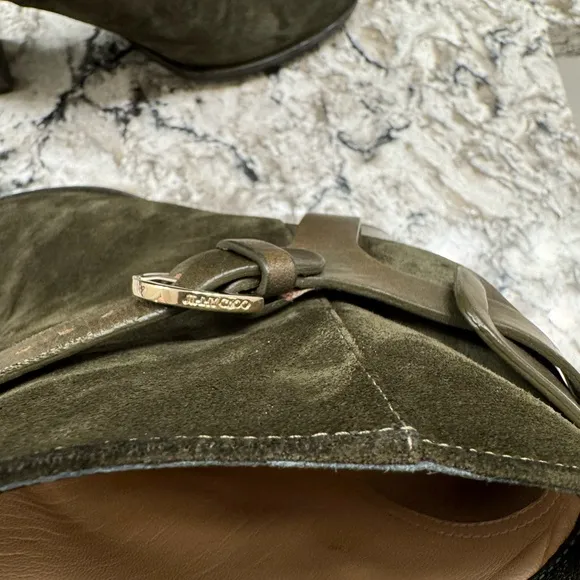 Jimmy Choo Olive Green Suede Ankle Boots size 37
