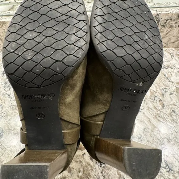 Jimmy Choo Olive Green Suede Ankle Boots size 37