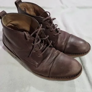 John Varvatos brown leather lace up boots