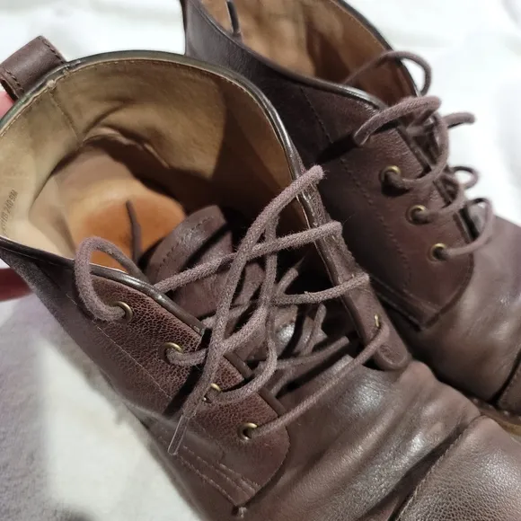 John Varvatos brown leather lace up boots