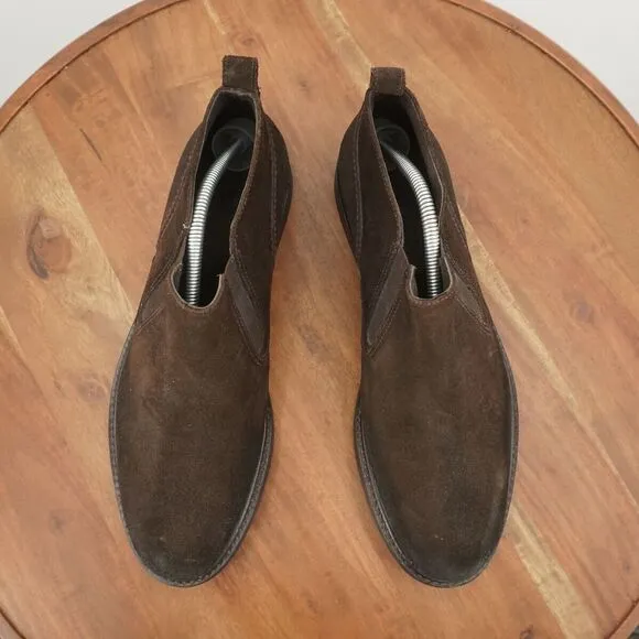 John Varvatos Mens Chelsea Boots Pull On Dark Brown Suede Size 10.5 M