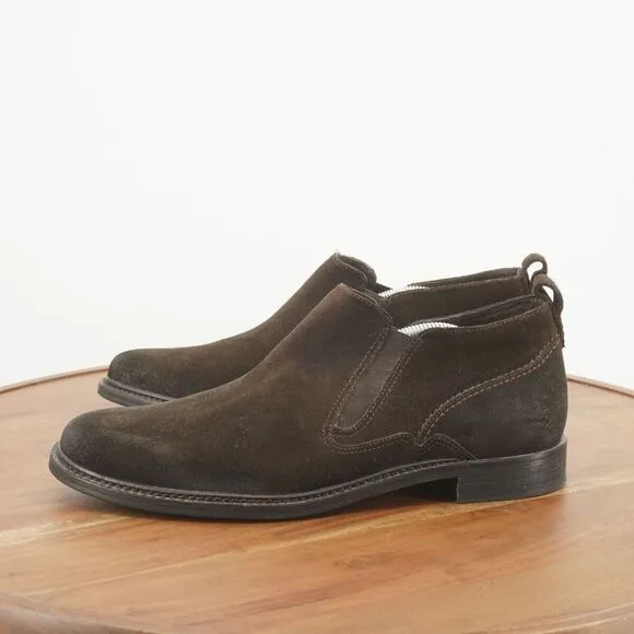 John Varvatos Mens Chelsea Boots Pull On Dark Brown Suede Size 10.5 M