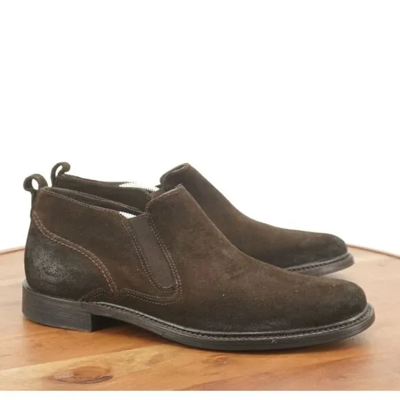 John Varvatos Mens Chelsea Boots Pull On Dark Brown Suede Size 10.5 M