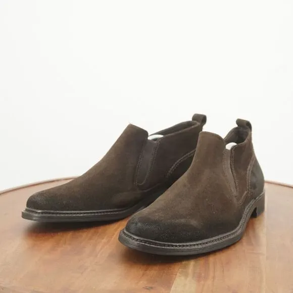 John Varvatos Mens Chelsea Boots Pull On Dark Brown Suede Size 10.5 M