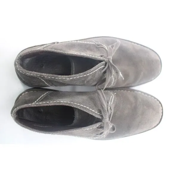John Varvatos Mens Hipster Gray Suede Leather Chukka Boots Lace Up 12 M