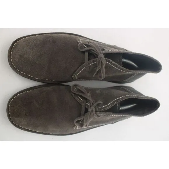 John Varvatos Mens Hipster Gray Suede Leather Chukka Boots Lace Up 12 M