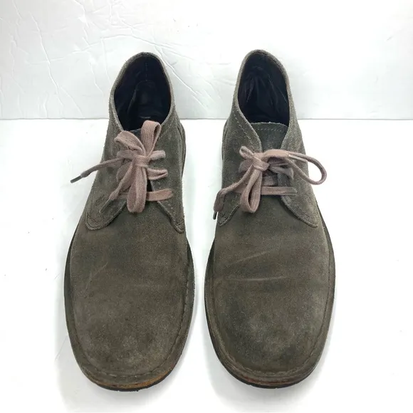 John Varvatos Mens Suede Chukka Boots 10M Lace Up Gray Leather