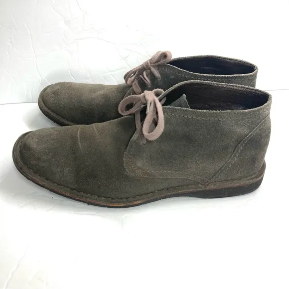 John Varvatos Mens Suede Chukka Boots 10M Lace Up Gray Leather