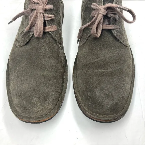 John Varvatos Mens Suede Chukka Boots 10M Lace Up Gray Leather