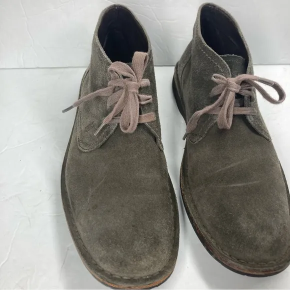 John Varvatos Mens Suede Chukka Boots 10M Lace Up Gray Leather