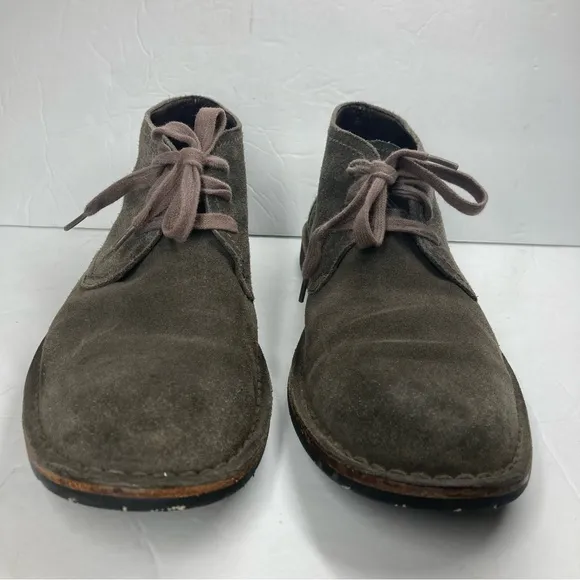 John Varvatos Mens Suede Chukka Boots 10M Lace Up Gray Leather