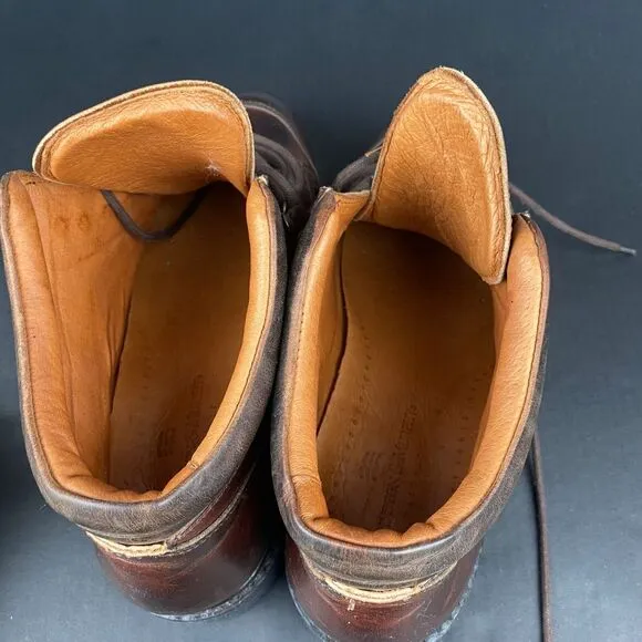 Johnson &amp; Murphy Casual Men's 10.5M Brown Leather Round Toe Boots,Made Italy