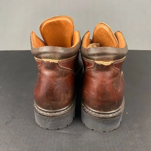Johnson &amp; Murphy Casual Men's 10.5M Brown Leather Round Toe Boots,Made Italy