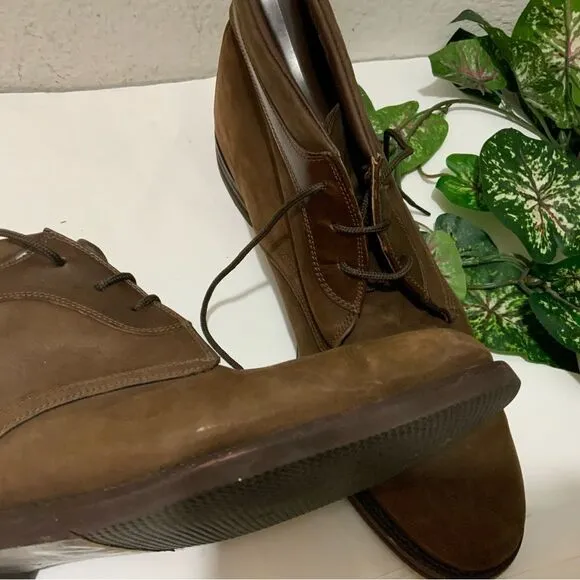 JOHNSTON &amp; MURPHY Chukka Casual Ankle Boots Brown Nubuck Leather Shoes Lace Up