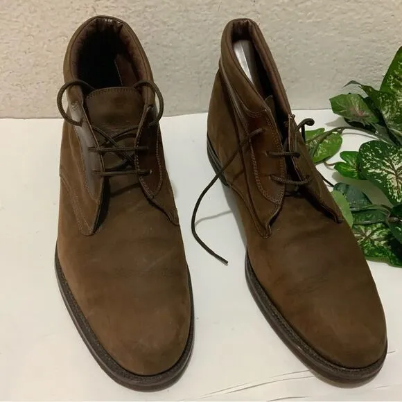 JOHNSTON &amp; MURPHY Chukka Casual Ankle Boots Brown Nubuck Leather Shoes Lace Up