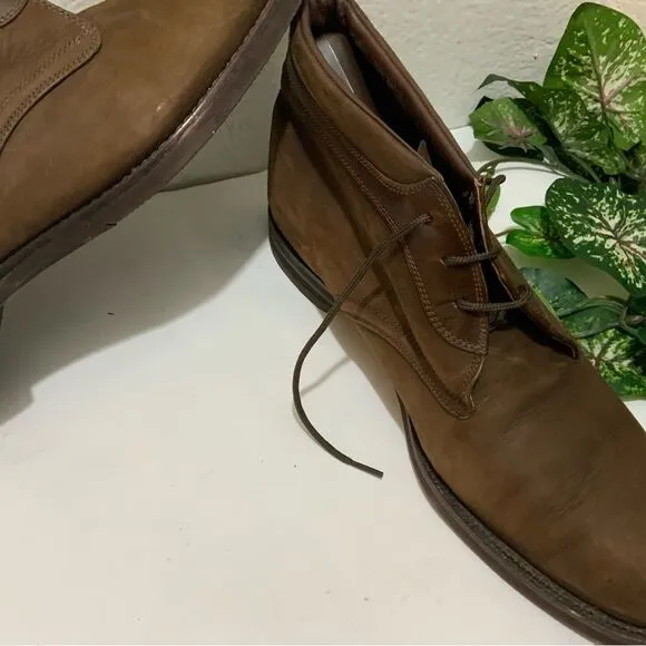 JOHNSTON &amp; MURPHY Chukka Casual Ankle Boots Brown Nubuck Leather Shoes Lace Up
