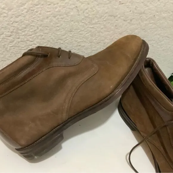 JOHNSTON &amp; MURPHY Chukka Casual Ankle Boots Brown Nubuck Leather Shoes Lace Up