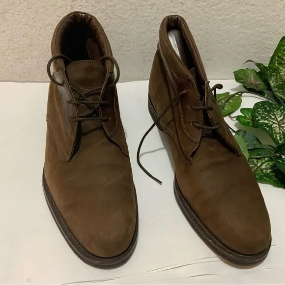 JOHNSTON &amp; MURPHY Chukka Casual Ankle Boots Brown Nubuck Leather Shoes Lace Up