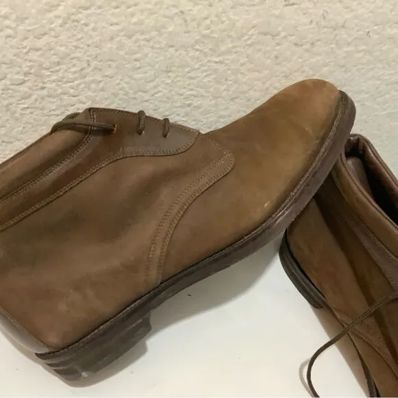 JOHNSTON &amp; MURPHY Chukka Casual Ankle Boots Brown Nubuck Leather Shoes Lace Up