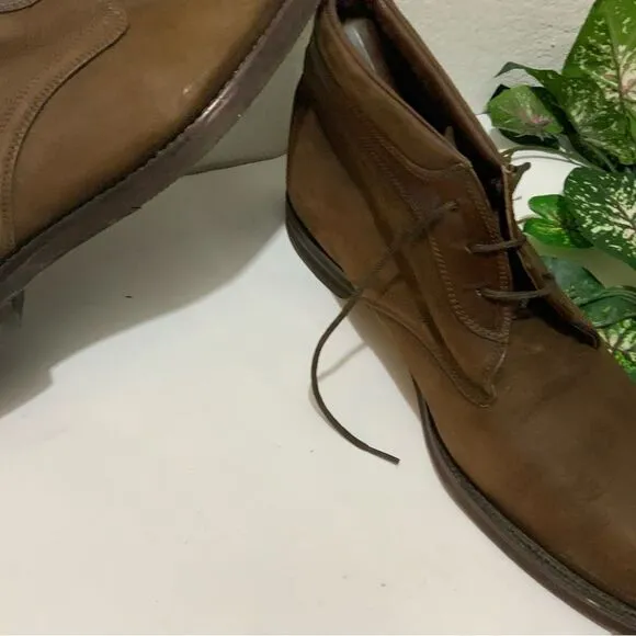JOHNSTON &amp; MURPHY Chukka Casual Ankle Boots Brown Nubuck Leather Shoes Lace Up