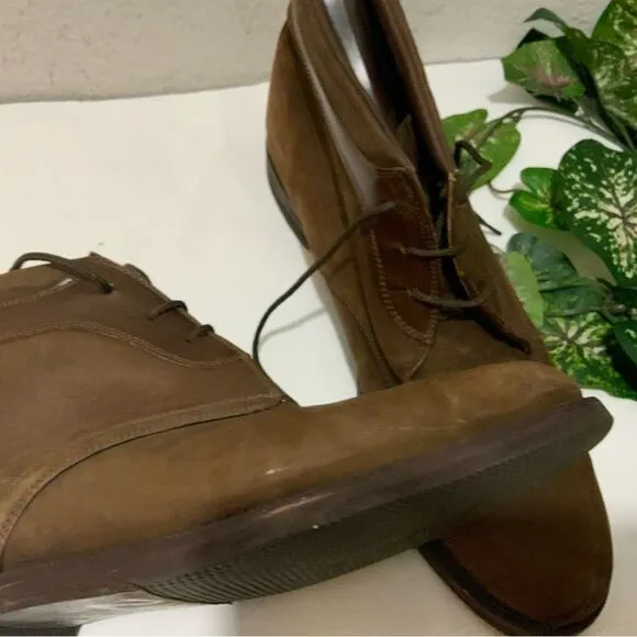 JOHNSTON &amp; MURPHY Chukka Casual Ankle Boots Brown Nubuck Leather Shoes Lace Up