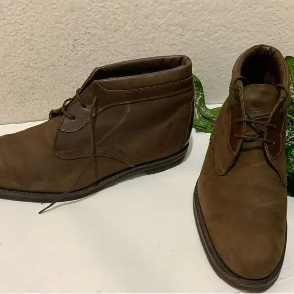 JOHNSTON &amp; MURPHY Chukka Casual Ankle Boots Brown Nubuck Leather Shoes Lace Up