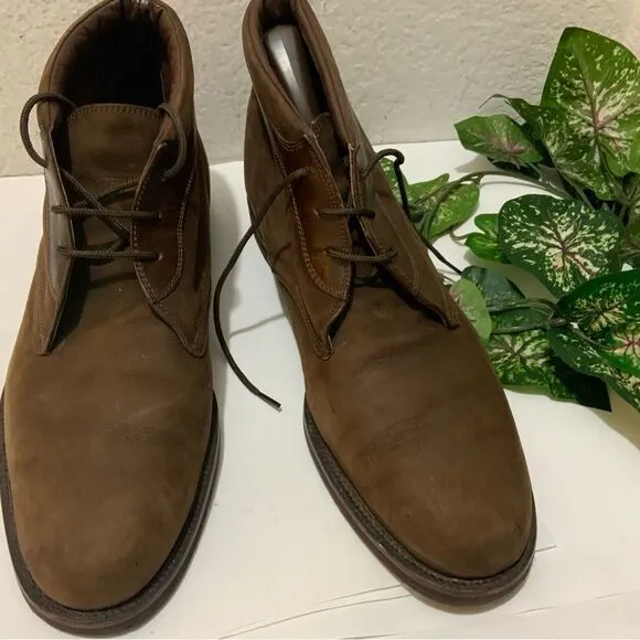 JOHNSTON &amp; MURPHY Chukka Casual Ankle Boots Brown Nubuck Leather Shoes Lace Up