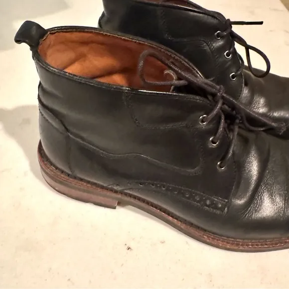 Johnston &amp; Murphy Fullerton Leather Brogue Chukka Boots Black Size 9