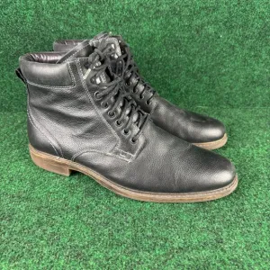 Johnston And Murphy Barrett Mens Lace Up Boots Black Leather Size 11