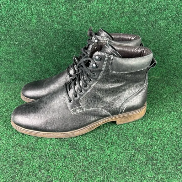 Johnston And Murphy Barrett Mens Lace Up Boots Black Leather Size 11