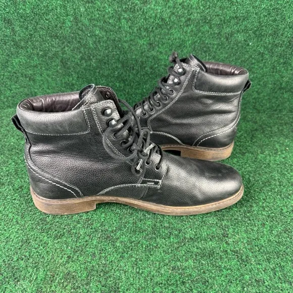 Johnston And Murphy Barrett Mens Lace Up Boots Black Leather Size 11