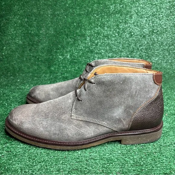 Johnston and Murphy Chukka Boots Mens Size 11.5 Suede Gray Shoes Sheepskin