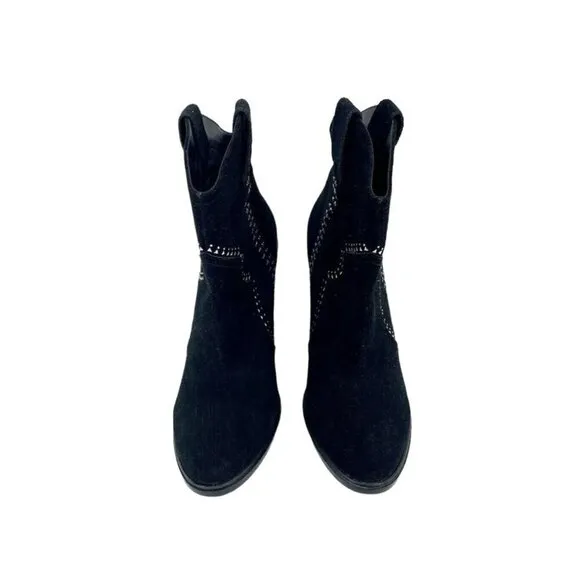 Joie Boots Black Suede Leather Studded Ankle Bootie SZ 38.5 EU NEW