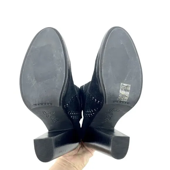 Joie Monte Boots Black Suede Leather Studded Ankle SZ 38.5 EU NEW $365
