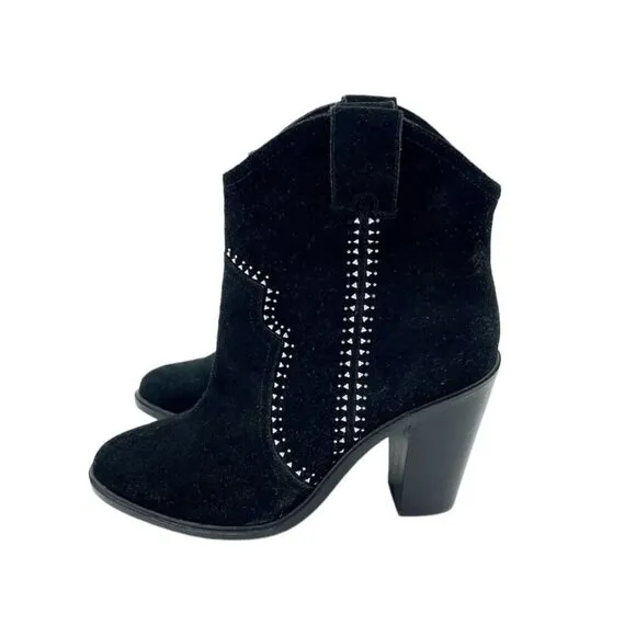 Joie Monte Boots Black Suede Leather Studded Ankle SZ 38.5 EU NEW $365