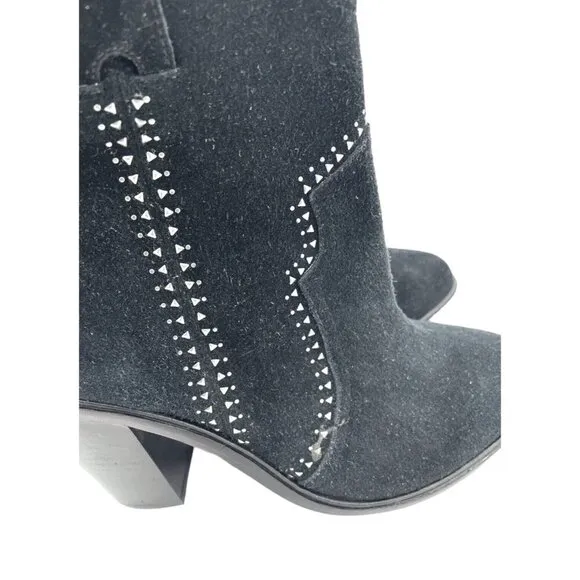 Joie Monte Boots Black Suede Leather Studded Ankle SZ 38.5 EU NEW $365