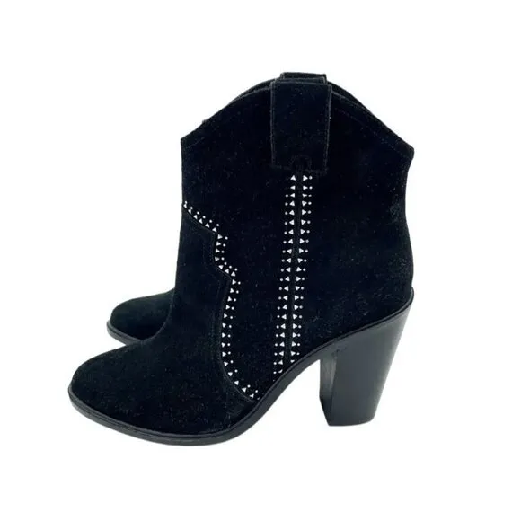 Joie Monte Boots Black Suede Leather Studded Ankle SZ 38.5 EU NEW $365