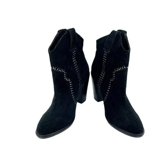 Joie Monte Boots Black Suede Leather Studded Ankle SZ 38.5 EU NEW $365