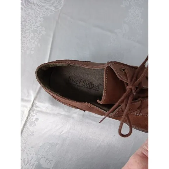 JOSEF SEIBEL Leather Brown Sz 12 (46 EU) Men Casual Lace-Up Oxfords